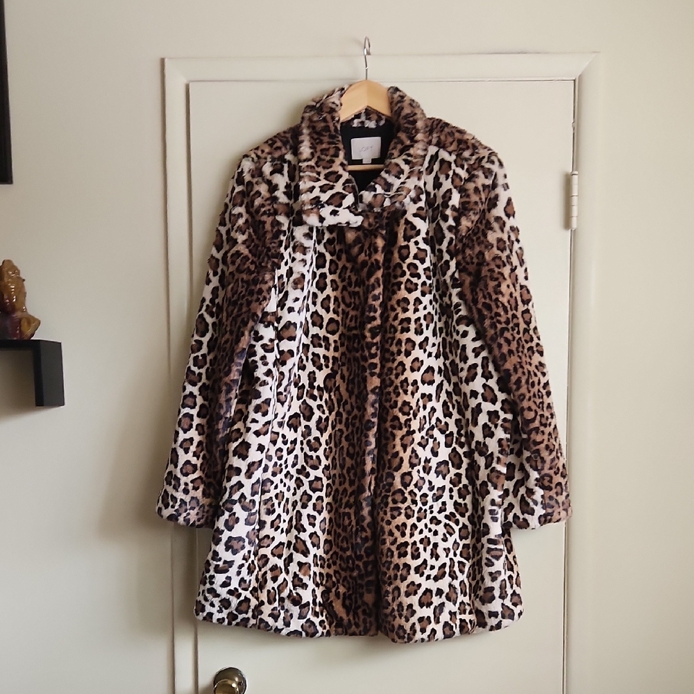 NWT LOFT Brown and Black Animal Leopard Print Teddy Jacket XXL
